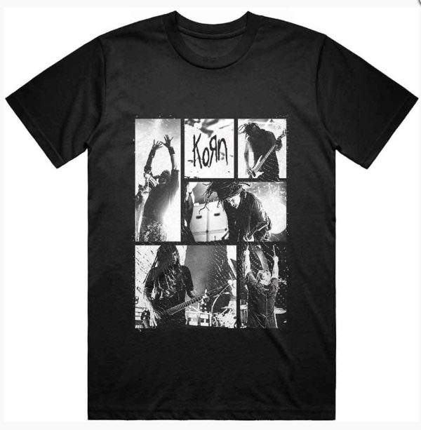 Official Korn© “Blocks” Official Band T-shirt(Unisex)(Black/White)(Double Sided)