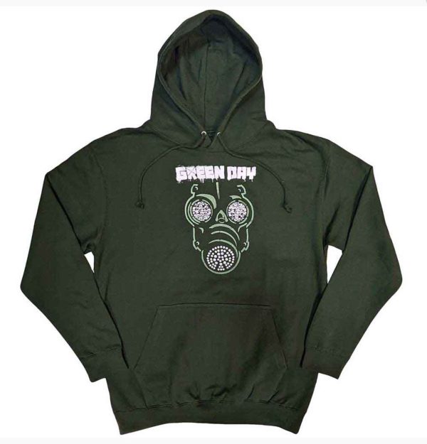 Green Day© "Green Day Green Gas Mask" Official Band Hoodie (Unisex) (Green)