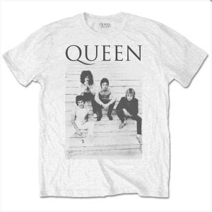 img_1813 Official Queen© “Queen Stairs” Official Band T-shirt (Unisex) (White/Black)