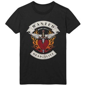 img_1880 Official Bon Jovi© ”Wanted Flames” Official Band T-shirt (Unisex) (Black/White/Red/Orange)