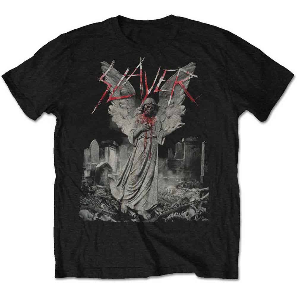 Slayer© “Slayer Gravestone Walks” Official Band T-shirt (Unisex) (Black/Grey/Red)