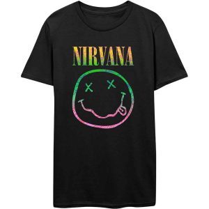 img_1975 Nirvana© “Nirvana Sorbet Ray Happy Face” Official Band T-shirt (Unisex) (Black/Sorbet)