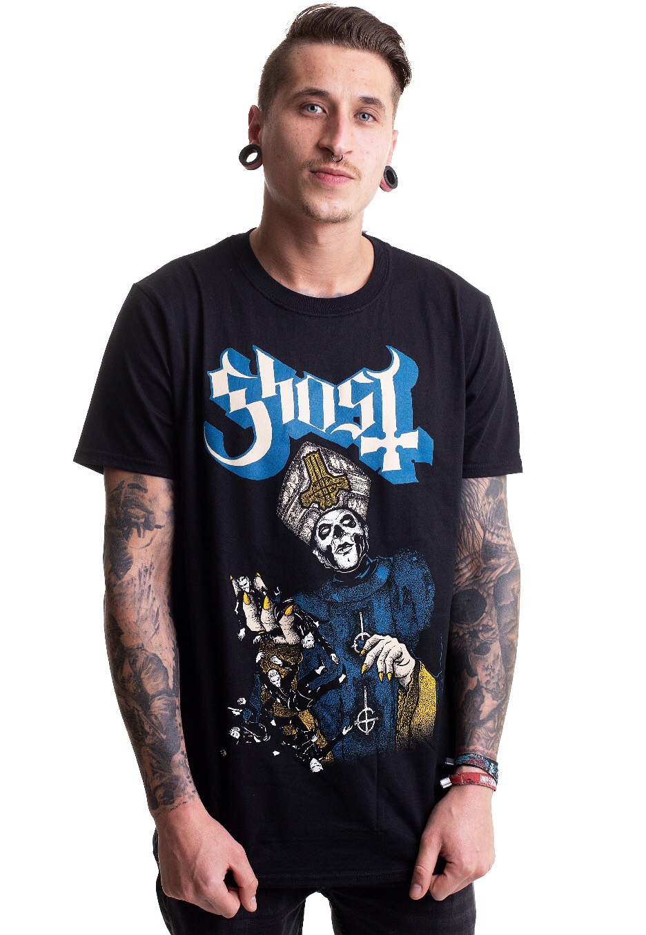 Ghost© “Papa Of The World” Official Band T-shirt (Unisex) (Black & Blue)
