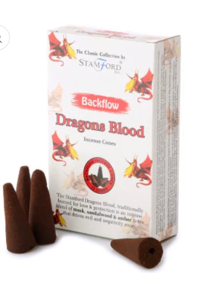 Stamford Inc 37424 Dragons Blood BackFlow Incense Cones (12 Incense Cones) (Musk, Sandalwood, & Amber)