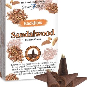 img_2017 Stamford Inc 37430 Sandalwood BackFlow Incense Cones (12 Cones) (Sandalwood)