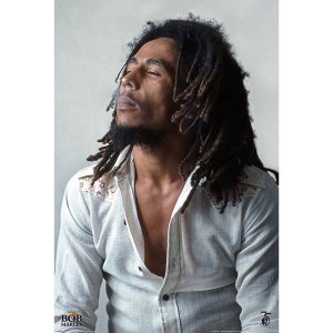 Official Bob Marley© Official Poster “Bob Marley Redemption” Bob Marley Self Portrait Maxi Poster (White/Light Blue) (61cm x 91.5cm)