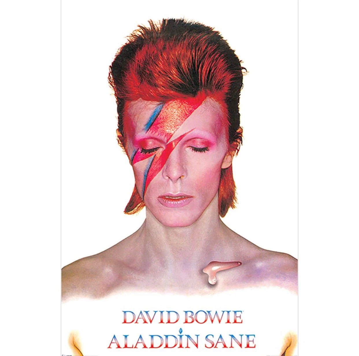 Official David Bowie© Official Poster “David Bowie Aladdin Sane” David Bowie Aladdin Sane Album Cover Maxi Poster (Red/White) (61cm x 91.5cm)