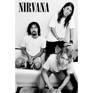 Official Nirvana© Official Poster “Nirvana Bathroom” Nirvana Band Members Design Maxi Poster (Black/White) (61cm x 91.5cm)