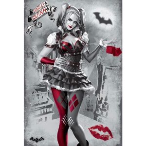 img_2080 Official Batman© Official Harley Quinn© “Arkham Knight Harley Quinn” Clown Jester Harley Quinn Design Maxi Poster (Grey/Red) (61cm x 91.5cm)