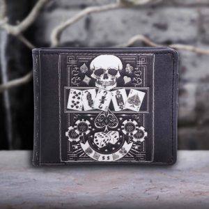 Nemesis Now© C6573Y3 “Feeling Lucky?” Gothic Skull Wallet (10cm) (Black/White)