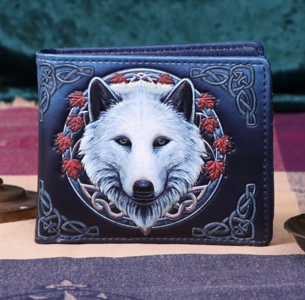 Nemesis Now© B5250S0 “Guardian Of The Fall” White Wolf Autumn Leaves Wallet (10cm)