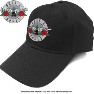 Guns N’ Roses© “Silver Circle Bullet Logo” Official Band Baseball Cap (Black) (One Size)
