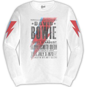 David Bowie© “Hammersmith Odeon” Official Long Sleeve Band T-shirt (Unisex) (White/Red)