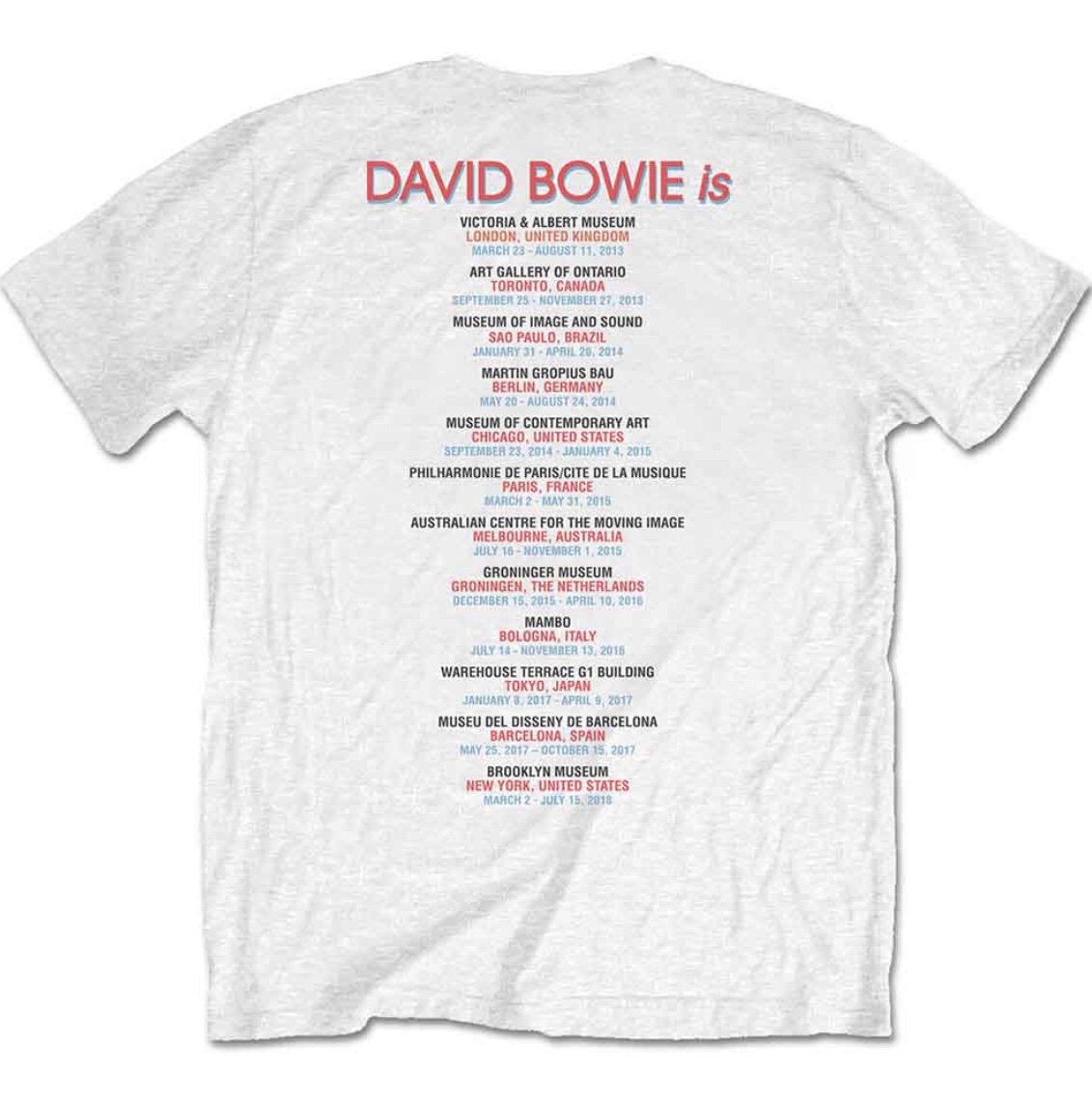 David Bowie© “David Bowie Is” Official Band T-shirt (Unisex) (White/Red) (Double Sided) - Image 3