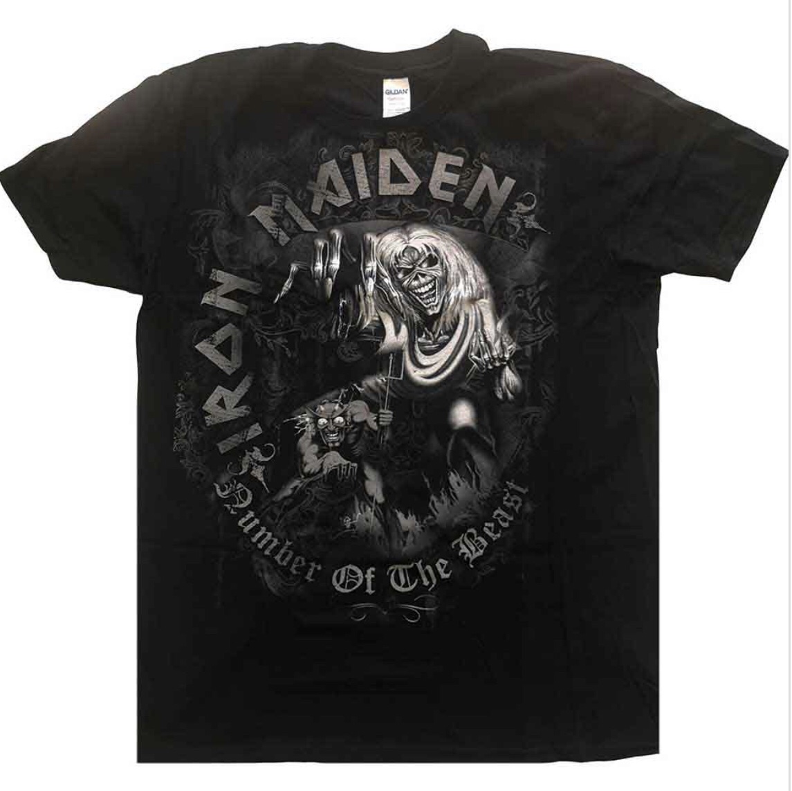 Iron Maiden© "Number of The Beast" Official Band T-shirt (Unisex) (Black/White)