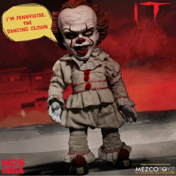 IT© MezcoToys© Talking PennyWise Clown Collectors Horror Doll (15 Inches) (White/Red/Brown) - Image 3