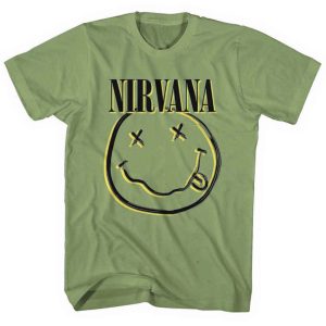 img_4545 Nirvana© “Nirvana Inverse Happy Face” Official Band T-shirt (Unisex) (Green/Black/Yellow)
