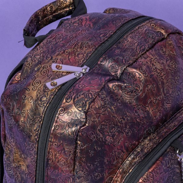 Gothic Style Rustic Skulls & Roses Backpack (Brown/Rustic/Pattern) (42cm) - Image 5