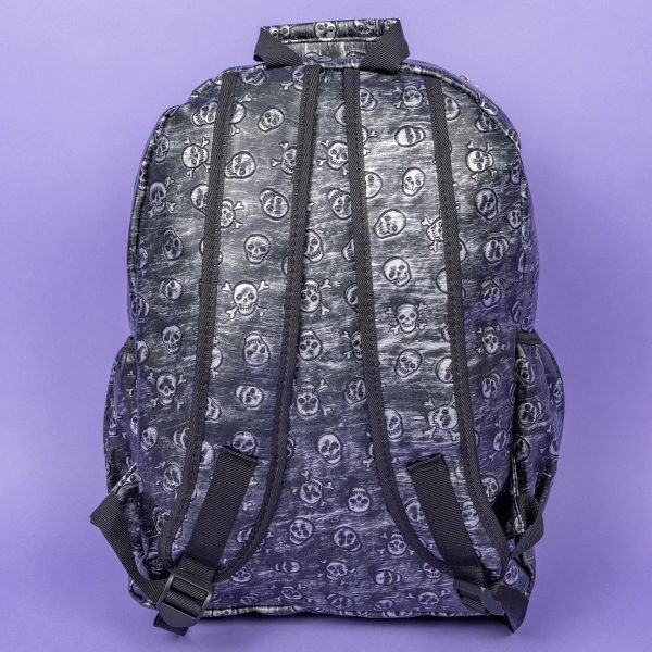 Gothic / Alternative Embossed Skull Backpack Silver Rustic Backpack (Black/White) (42cm) - Image 9