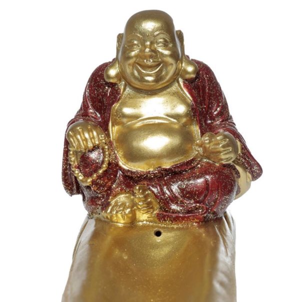 Mini Lucky Glitter Chinese Laughing Buddha Ashcatcher Incense Stick Holder Burner (8cm) - Image 2