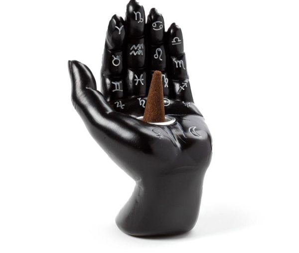 Mantric Hand/Tarot Hand Palm Incense Cone Burner (11.5cm) (Black/White) - Image 2
