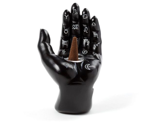 Mantric Hand/Tarot Hand Palm Incense Cone Burner (11.5cm) (Black/White) - Image 3