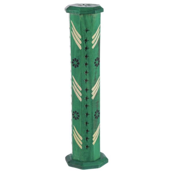 IF217 Bold Ashcatcher Incense Tower Burner with Flower Fretwork (Mango Wood) - Image 4