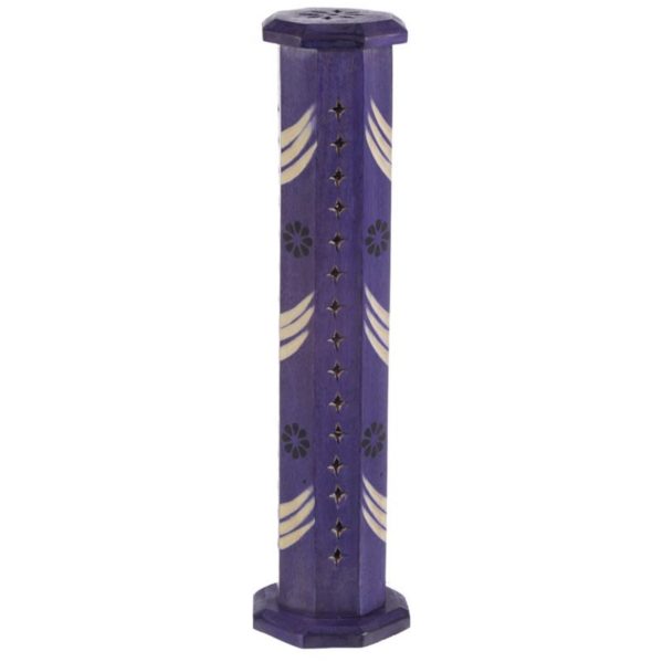 IF217 Bold Ashcatcher Incense Tower Burner with Flower Fretwork (Mango Wood) - Image 3