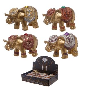 Metallic Glitter Thai Elephant Incense Stick Holder (5cm) (Red/Gold/Silver)