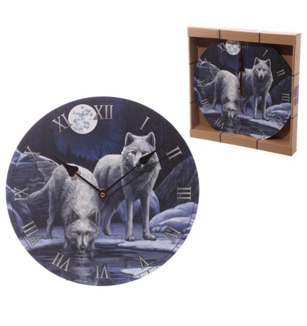CKP109 Lisa Parker© Warriors of Winter Wolf Picture Clock (30cm) (Blue/White)