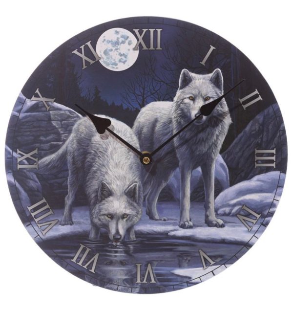 CKP109 Lisa Parker© Warriors of Winter Wolf Picture Clock (30cm) (Blue/White) - Image 2