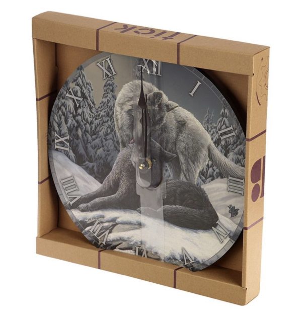 CKP119 Lisa Parker© Snow Kisses Wolf Picture Clock (30cm) (Grey/White) - Image 2