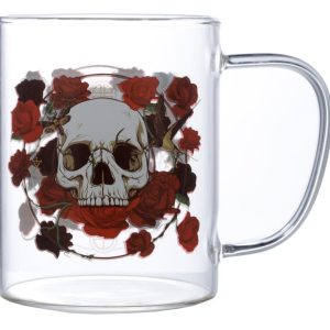GMUG06 Skulls and Roses Glass Mug (350ml)