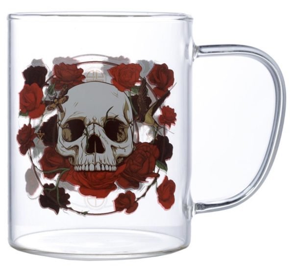 GMUG06 Skulls and Roses Glass Mug (350ml)