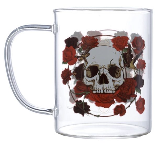 GMUG06 Skulls and Roses Glass Mug (350ml) - Image 2