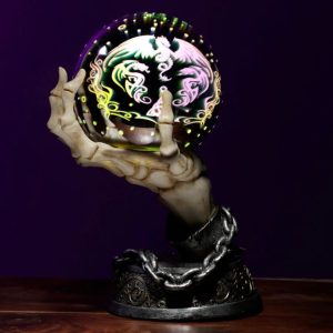 SK322 Skeleton Hand LED Metallic Orb (26cm) (Grey/Bone/Lamp) (Resin/Lamp)