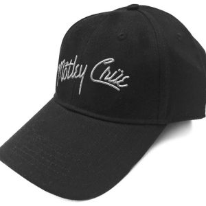 Motley Crue© “Super Sonic Silver Logo” Official Band Baseball Cap (Black/Silver) (One Size)