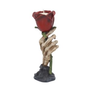 Nemesis Now© “Eternal Flame” Skeleton Hand Candle Tealight Holder (20.5cm) (Bone/Red)
