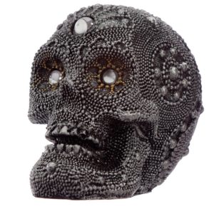 Skull Head Glitter Diamanté Beaded SK295 BATCH35 (Grey) (Small) (6cm)