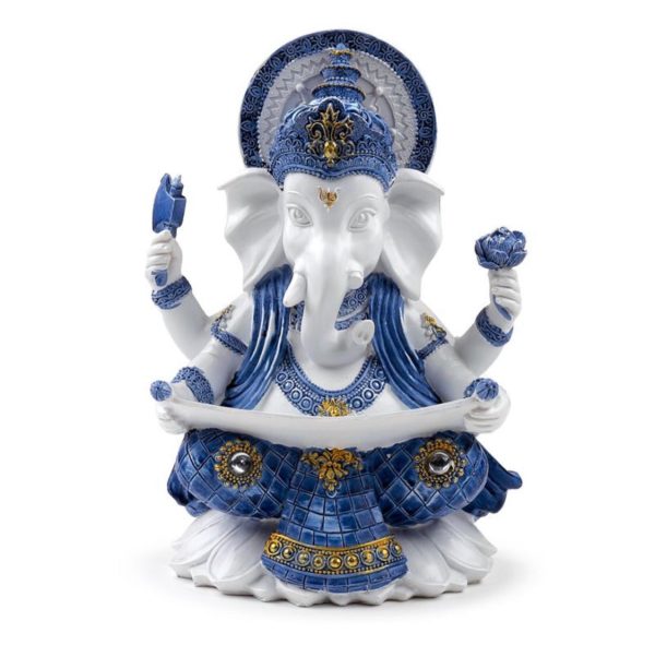 White & Blue Ganesh Knowledge Ornament Statue Figurine (22cm)