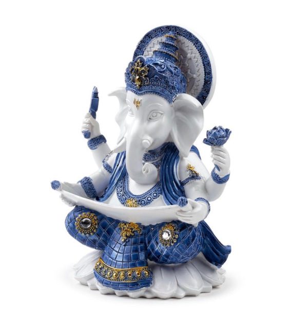 White & Blue Ganesh Knowledge Ornament Statue Figurine (22cm) - Image 5