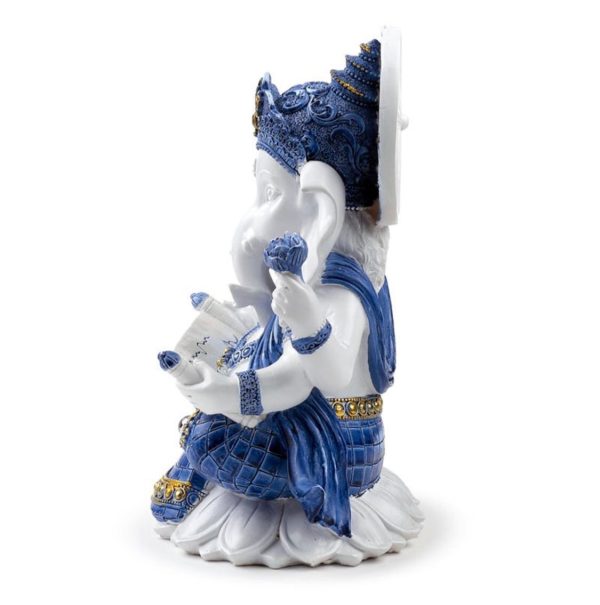 White & Blue Ganesh Knowledge Ornament Statue Figurine (22cm) - Image 4