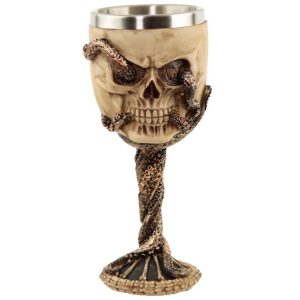SK313 Decorative Bronze Octopus Skull Goblet (18cm) (Bone)