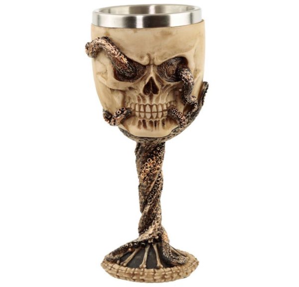 SK313 Decorative Bronze Octopus Skull Goblet (18cm) (Bone)