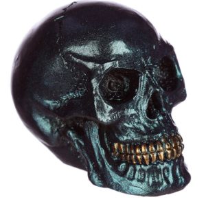 SK288 Iridescent Skull Head Gold Teeth Metallic Style Finish (Small) (5cm) (Blue)