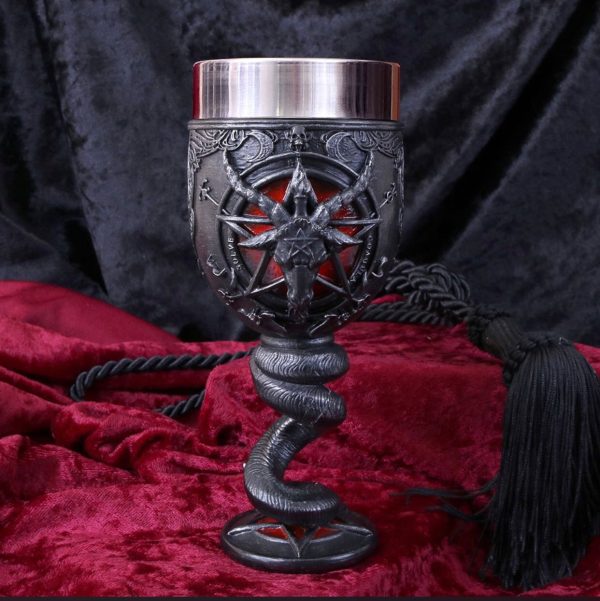 Nemesis Now© "Baphomet Goblet" Occult Pentagram Goat Cobra Snake Goblet (18cm) (Black/Red)