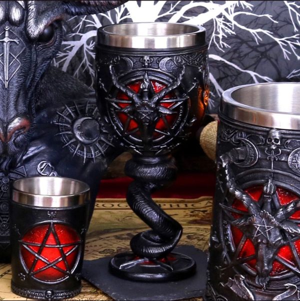Nemesis Now© "Baphomet Goblet" Occult Pentagram Goat Cobra Snake Goblet (18cm) (Black/Red) - Image 2
