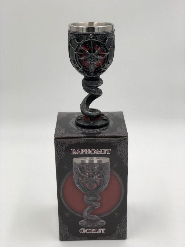 Nemesis Now© "Baphomet Goblet" Occult Pentagram Goat Cobra Snake Goblet (18cm) (Black/Red) - Image 3