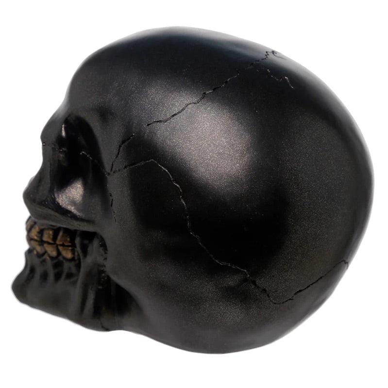 SK294 BATCH98 Metallic Black Skull Ornament (12cm) (Black/Gold) - Image 3
