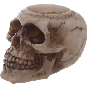 Gothic Skull Tea Light Candle Holder (6.5cm) (Bone)